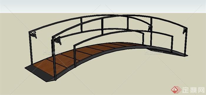 现代铁栏杆园桥su模型[原创]