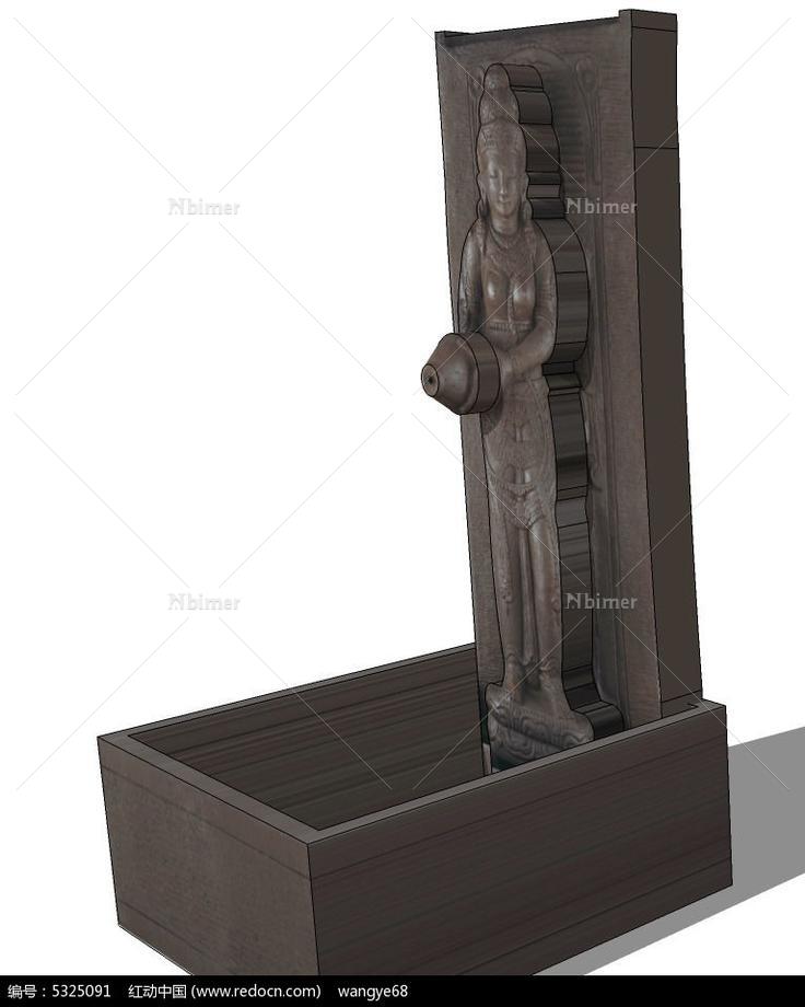 古代菩萨人物雕塑SU模型