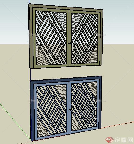 两扇简约镂空大门设计su模型[原创]