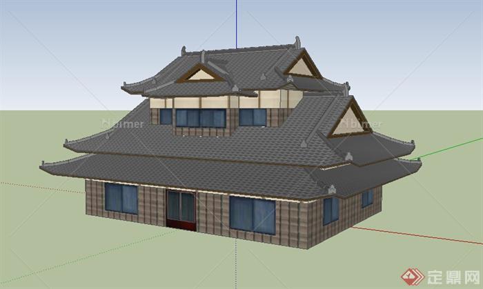 某古建中式殿楼设计SU模型素材