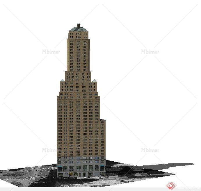某高层梯形办公建筑设计SU模型