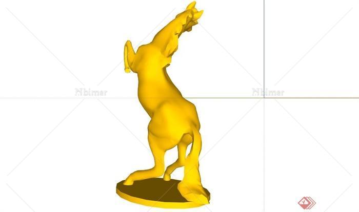 某现代金色骏马雕塑小品SU模型