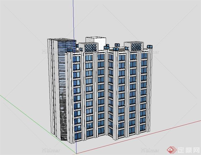 某现代风格详细员工公寓建筑楼设计su模型[原创]