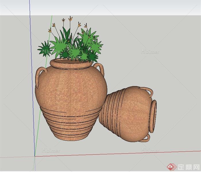 园林景观节点陶瓷花钵设计SU模型