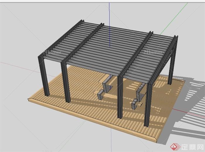 现代风格廊架独特设计SU模型[原创]
