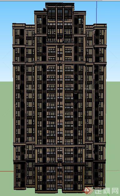 新古典独栋高层住宅楼建筑设计su模型