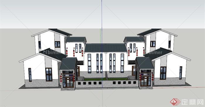 某古典中式联排住宅建筑设计SU模型