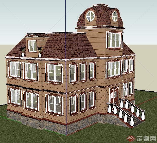 某地欧式风格别墅住宅建筑设计SU模型