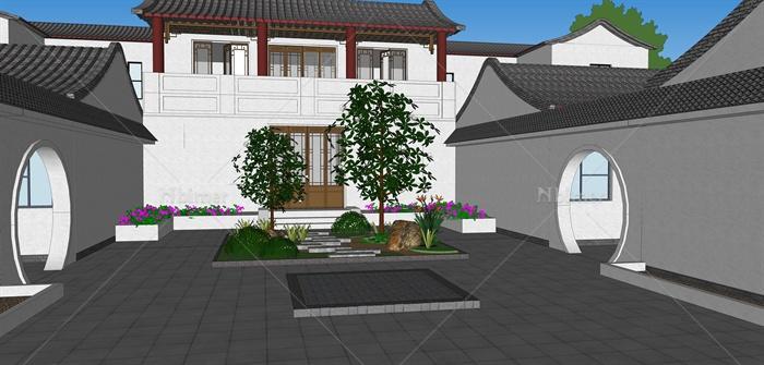 新中式合院民居住宅建筑设计su模型[原创]