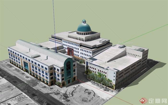 某欧式市政厅大楼建筑设计SU模型