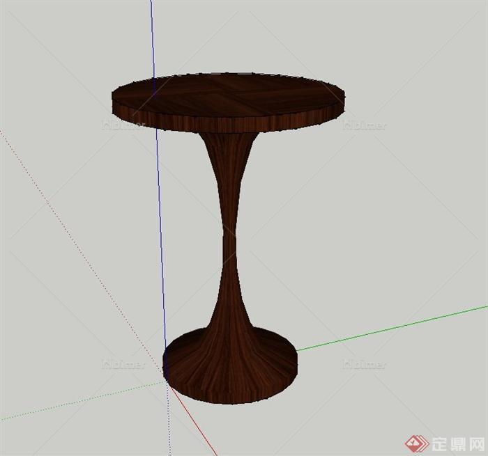木质圆形吧台椅设计SU模型
