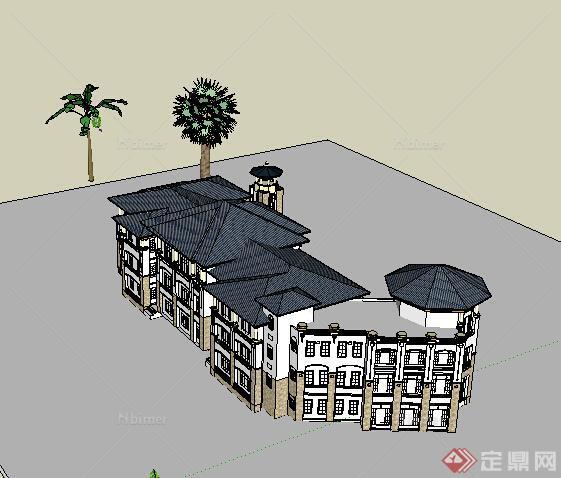 新古典风格幼儿园学校建筑设计SU模型