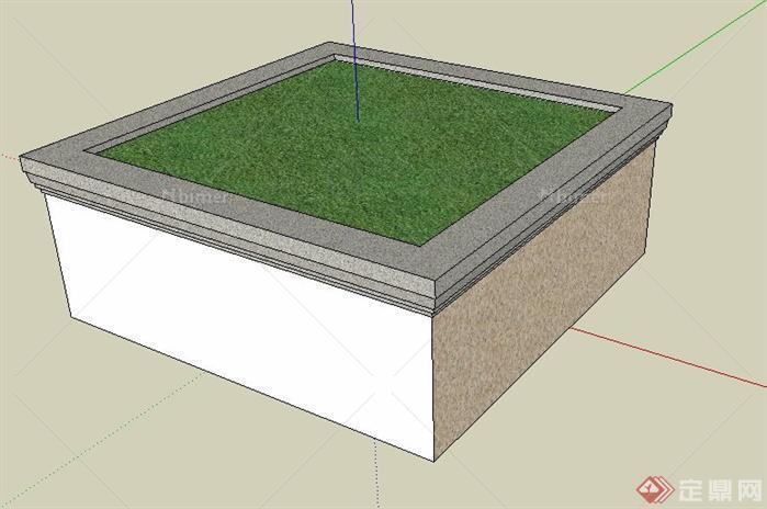 非常简洁方形景观树池SketchUp(SU)3D模型