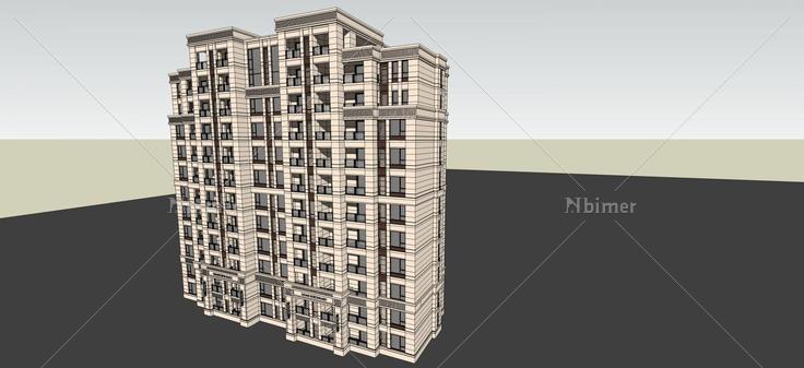 古典风格小高层住宅(55281)su模型下载