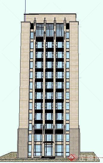 现代12层办公楼建筑设计su模型[原创]