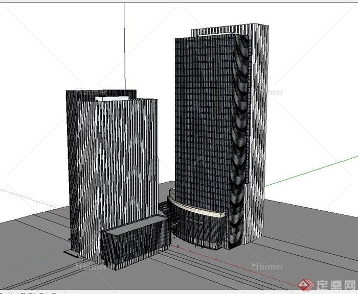 某现代风格高层写字楼建筑方案设计su模型[原创]