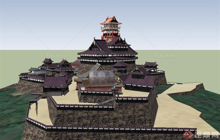 日式风格古建文化旅游建筑设计su模型[原创]