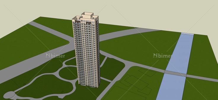 现代高层住宅楼(51724)su模型下载