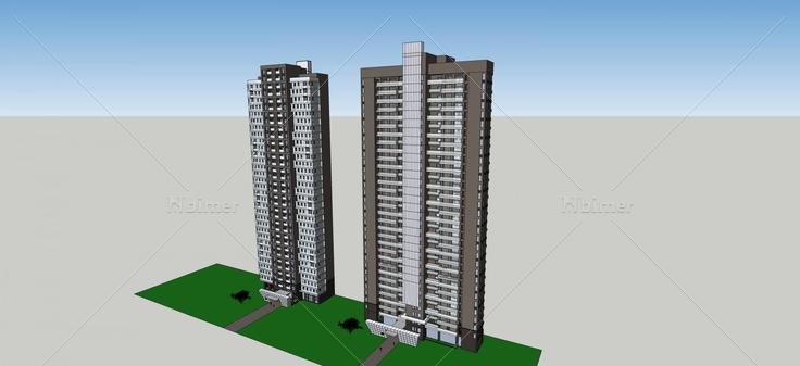 现代高层住宅(64576)su模型下载