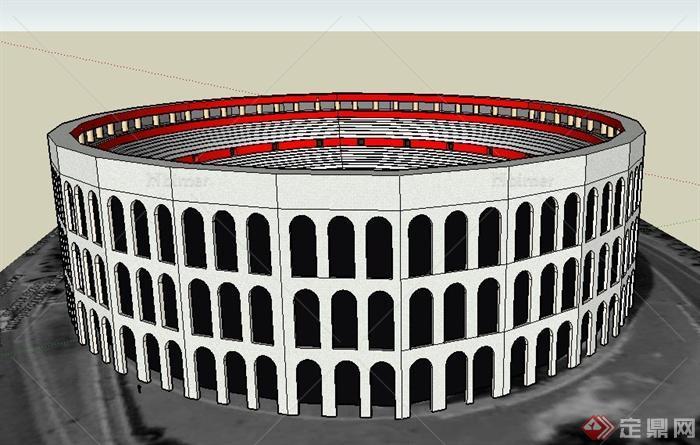 古罗马斗兽场建筑设计su模型