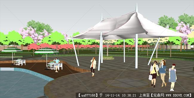 公园景观规划方案SU精致设计模型