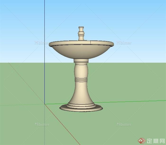 某欧式喷水钵柱设计su模型[原创]