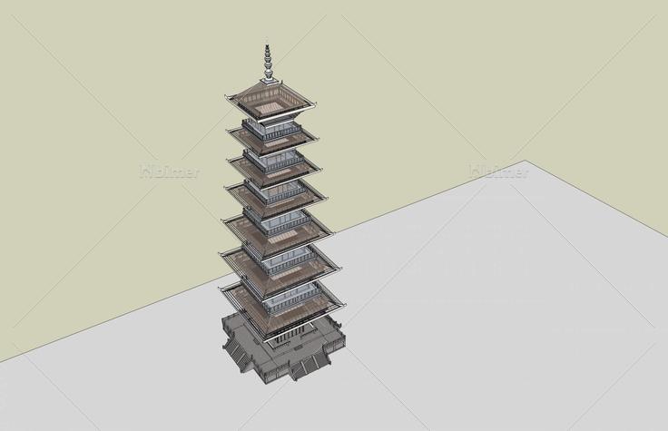 四角现代塔(44116)su模型下载