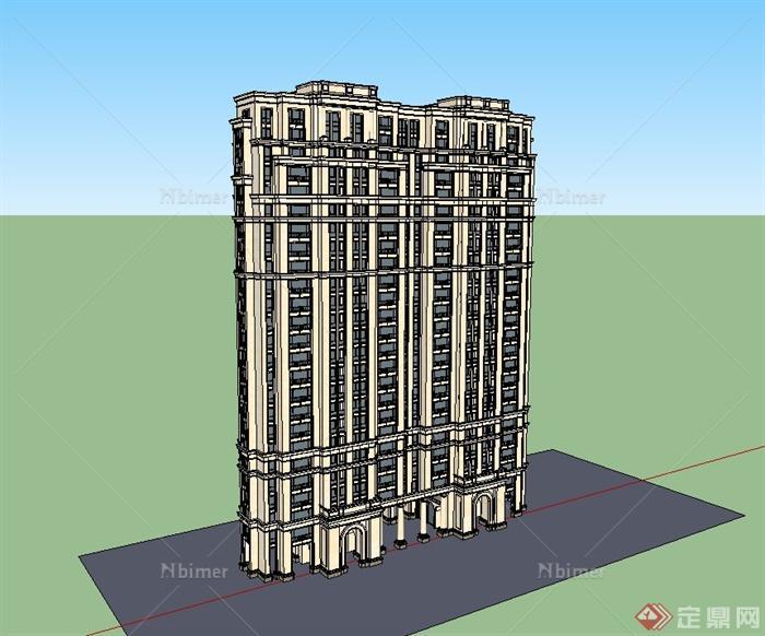 新古典住宅小区高层建筑设计su模型[原创]