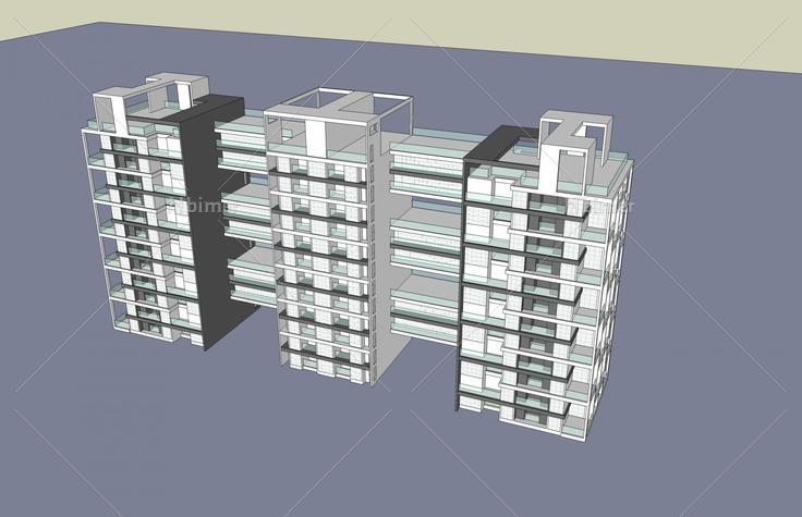 现代小高层住宅楼(47106)su模型下载