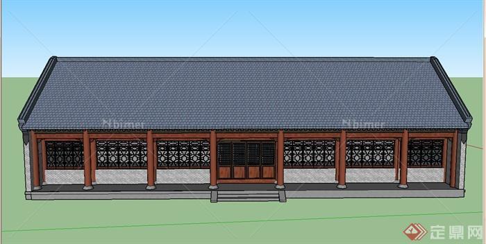 某单层古典中式禅房建筑设计SU模型