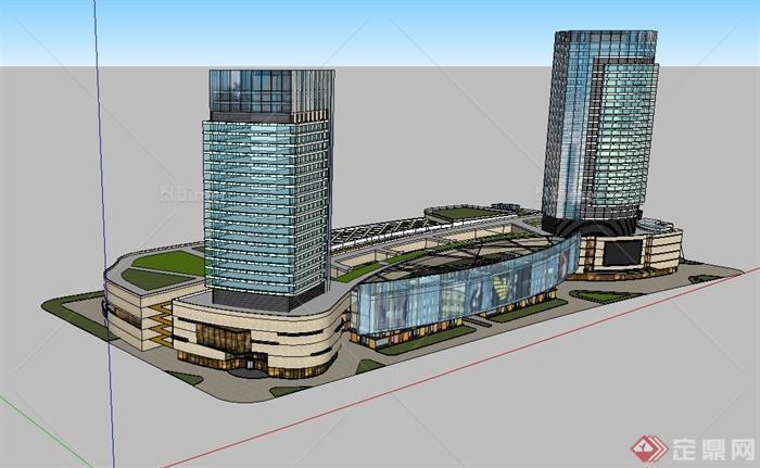 现代商城、办公楼综合建筑设计su模型