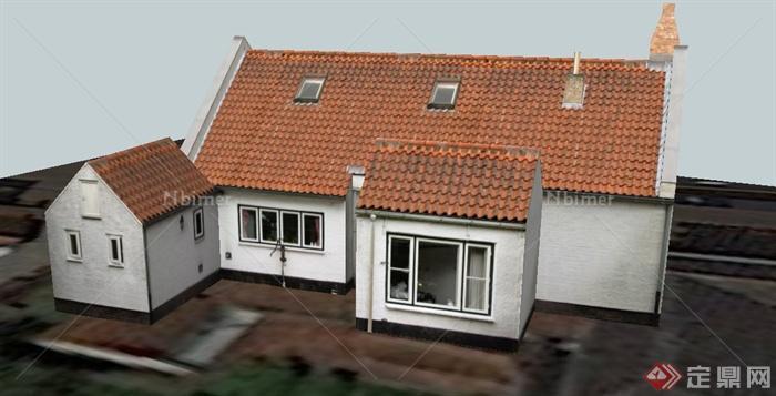 某欧式双层乡村住宅建筑设计SU模型