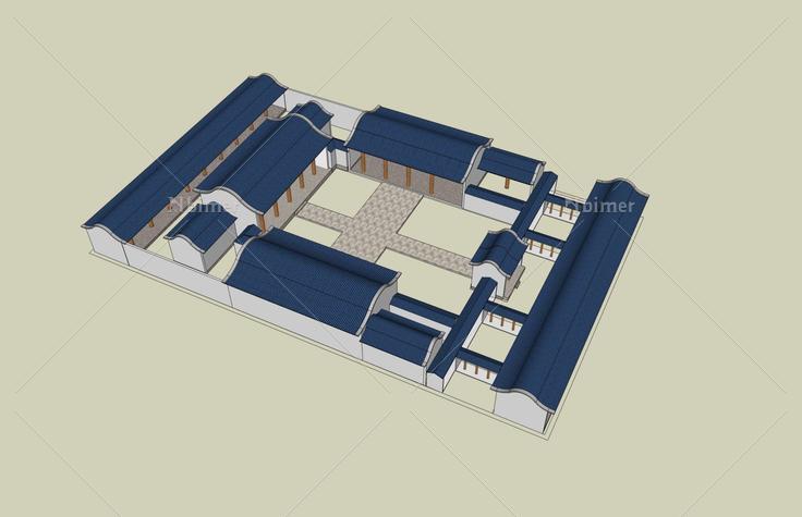 中式四合院建筑(38785)su模型下载