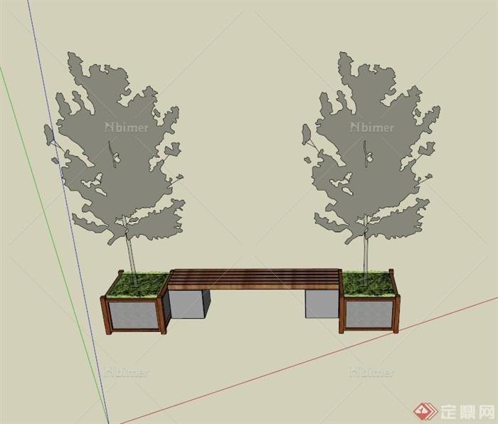 树池坐凳组合设计SU模型