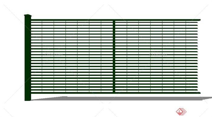 某现代绿色围栏栏杆设计SU模型素材