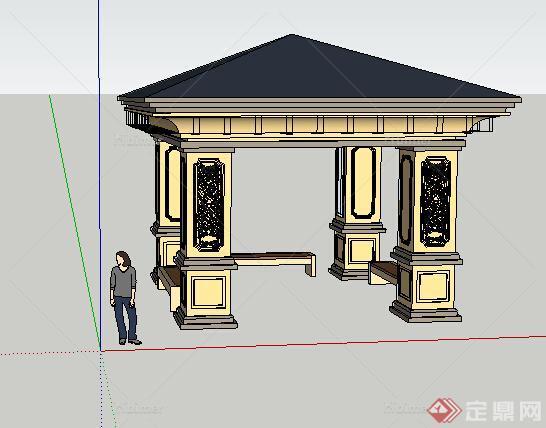 园林景观之欧式景观亭设计su模型3
