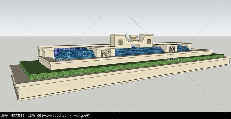 欧式景观水景SU模型