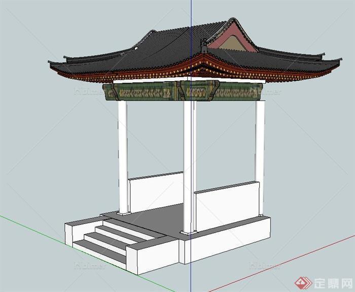 古典中式四角亭子设计SU模型