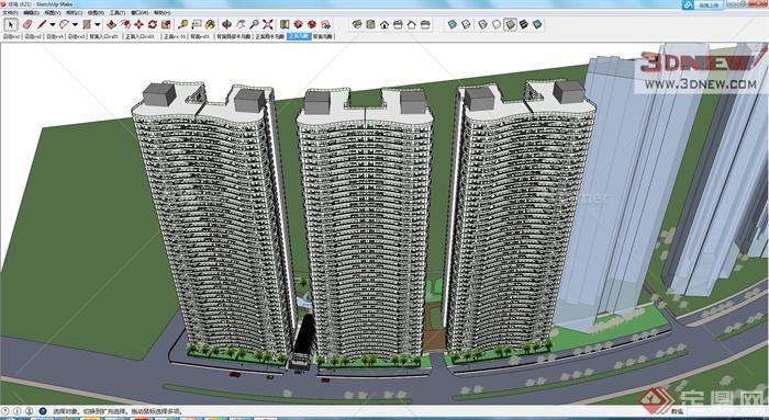 某高层住宅区建筑设计SU模型
