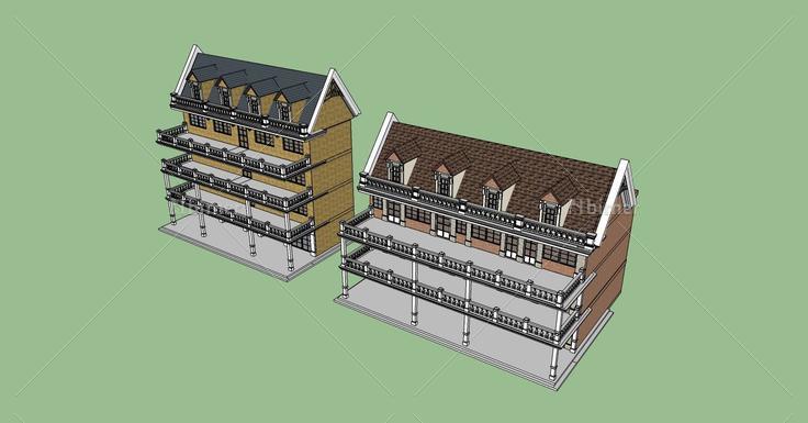 英式风格商业楼(79547)su模型下载