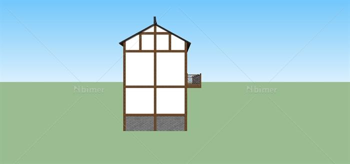 9套现代中式房屋风貌民居民宅建筑设计SU模型[原