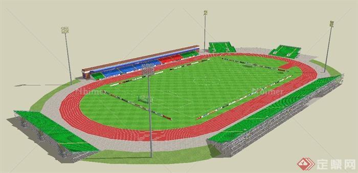 现代风格户外足球场SU模型