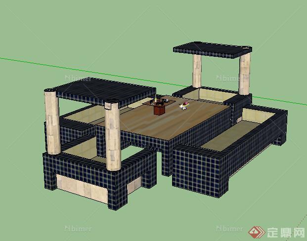 某园林景观桌凳设计su模型