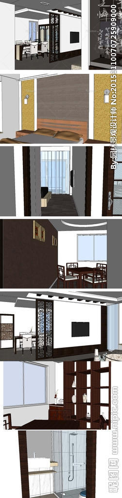 完整中式客厅家装草图大师模型图片