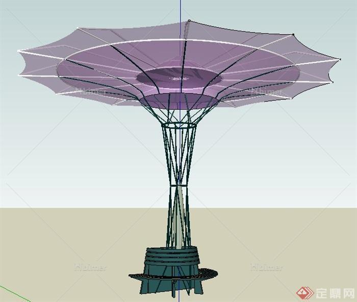 现代张拉膜景观柱设计su模型