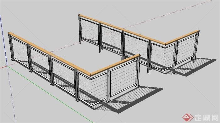 一个现代风格拐角栏杆SU模型