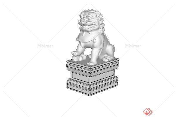 石头狮子雕塑小品SU模型[原创]