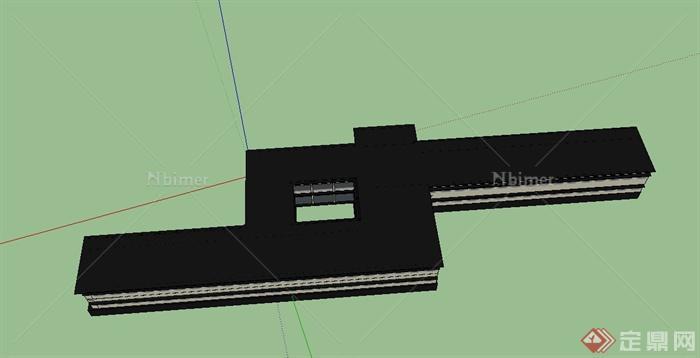 某现代两层交叉教学楼建筑设计SU模型