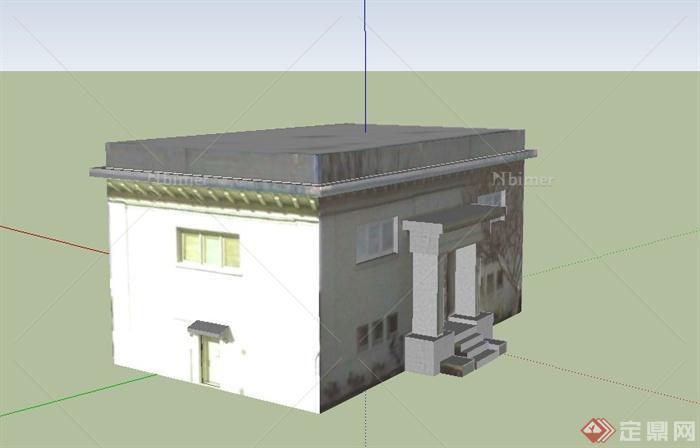 某单层方形寺庙建筑设计SU模型