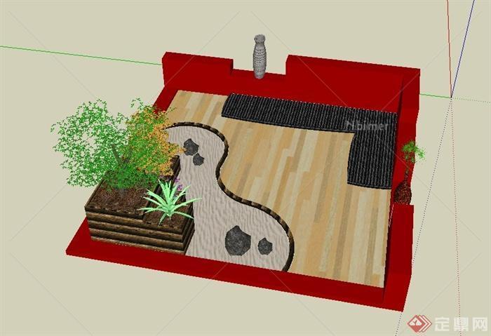 某小庭院景观设计SU模型（1）